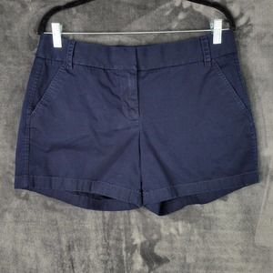 J. Crew Chino Shorts Women's 10 Solid Blue Flat Front Zipper Cotton 68925